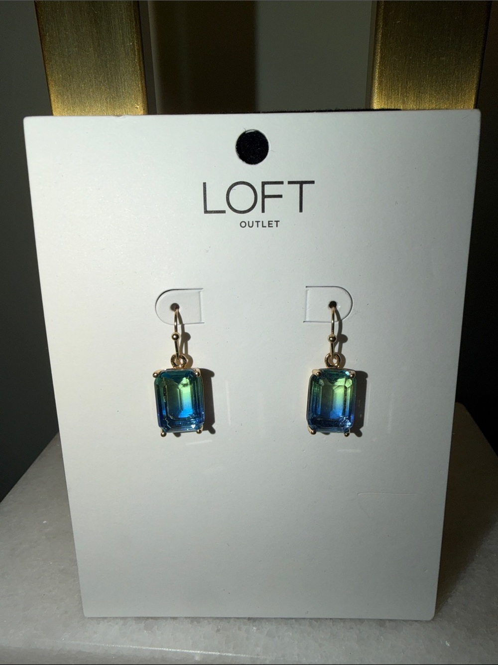 LOFT Gold-Tone Drop Earrings with Blue and Green Stones
